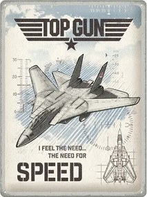 Placă metalică Top Gun - The Need for Speed, (30 x 40 cm)