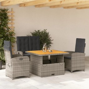 vidaXL Set mobilier de grădină cu perne, 4 piese, gri, poliratan