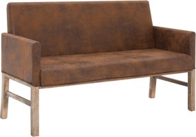 vidaXL Bancă cu brațe, maro, 140 cm, piele întoarsă ecologică