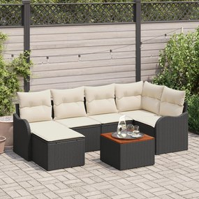 Set de canapea pentru grădină vidaXL de 7 piese cu perne Răchită poli negru