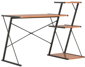 vidaXL Birou cu raft, negru și maro, 116 x 50 x 93 cm