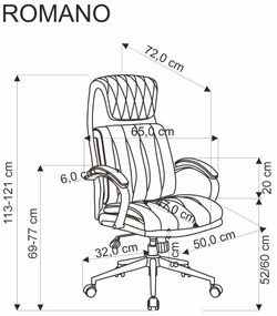 Scaun de birou Romano negru H121 cm