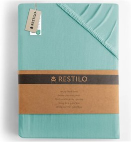 Cearceaf turcoaz din jerseu cu elastic 240x220 cm Amber – Restilo