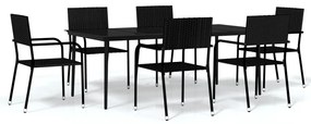 3099593 vidaXL Set mobilier pentru grădină, 7 piese, negru