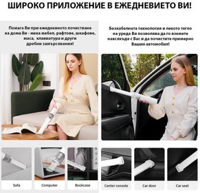 Aspirator de mana portabil Xiaomi Lydsto H2, 120 W, 16000 Pa, 0.1 L, 2 trepte de putere, Autonomie 32 min, Alb