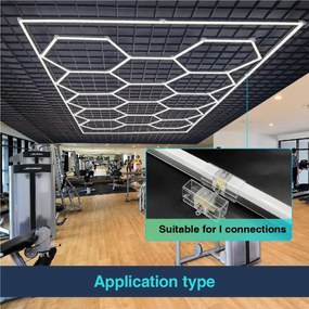 Panou LED HoneyComb, 14 Hexagoane, Lumină Rece 6500K, 672W
