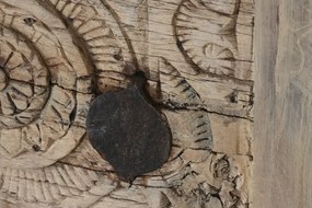Consolă sculptată manual din lemn masiv de tec și mango, finisaj natur, „Legacy”