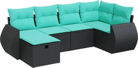 vidaXL Set mobilier de grădină cu perne, 6 piese, negru, poliratan