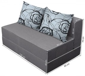 Canapea extensibila Urban Living Bedora 136x80x40 cm Grey/Grey Flower