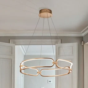 Lustra LED suspendata design ultra-modern, dimabila cu telecomanda, 60cm Colette auriu roze