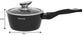 Set oale si tigai Klausberg KB 7322, 15 piese, Termocuplu, Orificiu de turnare, Inductie, Negru