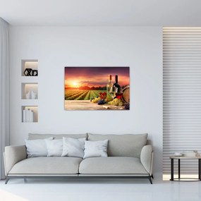 Tablou cu vie și vin (90x60 cm)