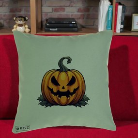 Perna Decorativa Halloween Jack-o'-Lantern Infricosator, 40x40 cm, Verde, Husa Detasabila, Perna Inclusa, BEKZ®