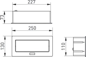 Priză încorporabilă în blat Soft GTV, 2 prize Schuko, USB A + C, alb, 250 x 130 mm Aluminiu/Plastic, Alb, L:250 mm; l:130 mm; H:73 mm