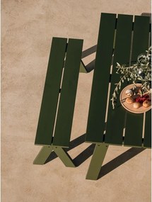 Bancă de grădină verde din lemn masiv Navo – noo.ma