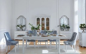 Masă lemn masiv alb dining extensibilă Elizabeth 190/, 240 × 100 × 80 cm