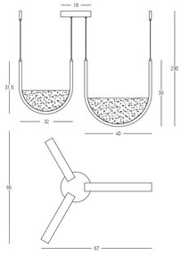 Lustra design modern LED DECO auriu/ sampanie