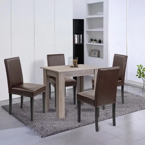 Set de masă Leon 4+1 stejar York-maro