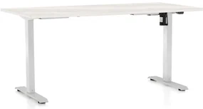 Masă înălțime reglabilă OfficeTech A, 160 x 80 cm, picioare albe, frasin alb