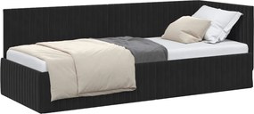 vidaXL Cadru de pat colțar cu headboard Negru 80 cm x 200 cm Catifea