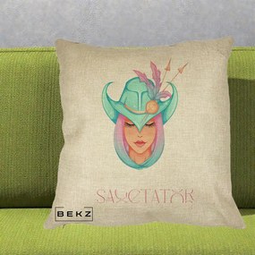Perna Personalizata Zodiac Sagetator Cowgirl, 40x40 cm, Crem, Husa Detasabila, Perna Inclusa, BEKZ®