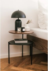 Noptieră neagră/în culoare naturală închisă cu blat cu aspect de lemn de nuc Tu – noo.ma