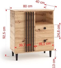 Comodă LIVIA 01 – 80x40x92.5 cm – Stejar Artisan