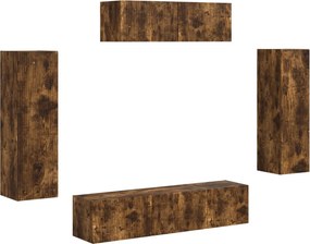 vidaXL Cabinet TV 5 pcs Stejar fumuriu