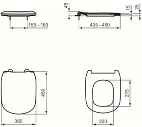 Capac wc soft close duroplast Ideal Standard Tesi Slim negru mat Negru mat