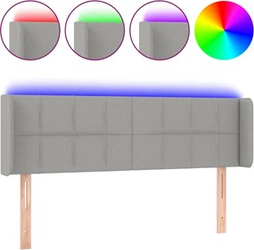 vidaXL Tăblie de pat cu LED, gri deschis, 147x16x78/88 cm, textil