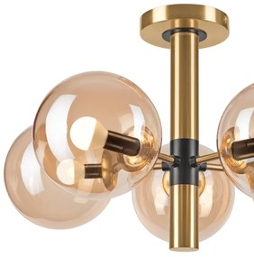 Lustră pe tijă ROLLO 5xE14/5W/230V auriu/bej fumuriu