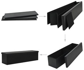 247091 vidaXL Bancă depozitare pliabilă, negru, 150x38x38 cm, imitație piele