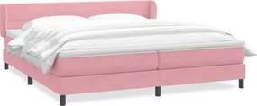 vidaXL Pat cu arcuri cu saltele roz 180x210 cm catifea