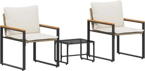 vidaXL Seturi de mobilier cu pernă 3 pcs Bej și alb crem Ratan