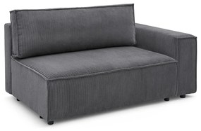 Modul pentru canapea gri închis cu tapițerie din catifea reiată (cu colț pe partea dreaptă) Nihad modular – Bobochic Paris