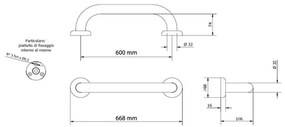 Bara suport ajutatoare 60 cm, alb, Thermomat 600 mm