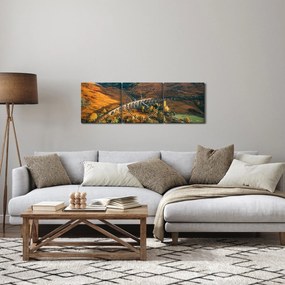 Tablou cu pod în valea din Scoția (cu ceas) (90x30 cm)