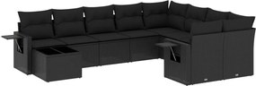 vidaXL Set canapele de grădină cu perne, 10 piese, negru, poliratan