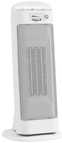 HOMCOM Sobă Electrică Ceramică 2000W, 4 Moduri și Încălzire Reglabilă, Oscilație 55°, Alb | Aosom Romania