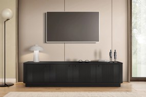Comodă TV Vesper 4D 187 cm pe plintă - negru / mânere negre