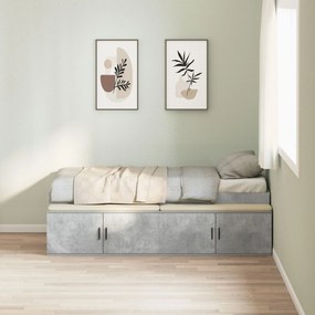 vidaXL Cadru de pat cu depozitare Gri beton 100 x 200 cm Lemn compozit