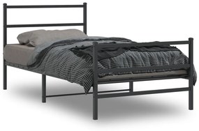 355379 vidaXL Cadru pat metalic cu tăblii de cap/picioare,  negru, 107x203 cm
