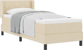vidaXL Pat cu arcuri cu saltea cu headboard Crem 200 x 80 cm țesătură