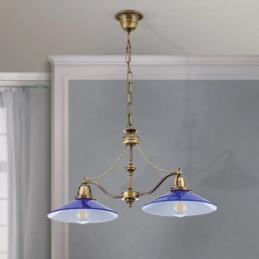 Lustra realizata manual design rustic ARTDESIGN, patina/ albastru-cobalt