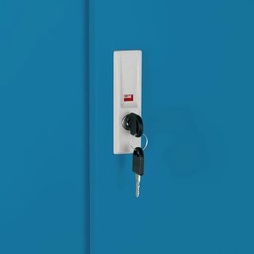 Dulap metalic universal mediu cu uși glisante 90 x 40 x 120 cm, încuietoare cilindrică, albastru - ral 5012