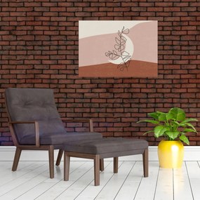 Tablou pe sticlă - Boho frunze N⁰2 (70x50 cm)