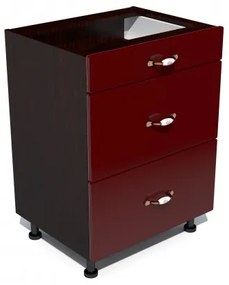 Corp inferior 60 cu 3 sertare metalice pentru greutate Zebra MDF rosu simplu