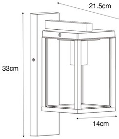 Lămpă de perete exterioară neagră cu sticlă striată IP44 - Charlois