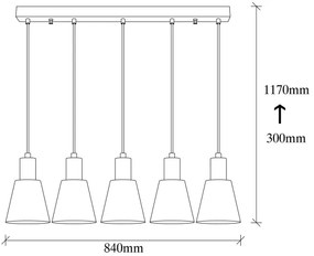 Lustră cu cablu KEM 5xE27/40W/230V neagră
