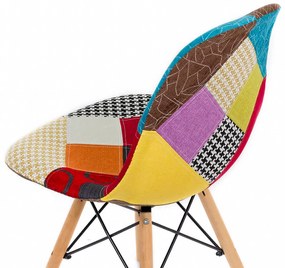 Scaun living multicolor din stofa cu design patchwork BUC 232C